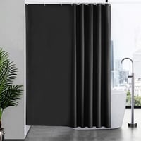 Furlinic Fekete Zuhanyfüggöny 200x198 cm - Vízálló Poliészter Fürdőszobai Függöny, Penészálló, Extra Széles Kádakhoz 1