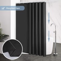 Furlinic Fekete Zuhanyfüggöny 200x198 cm - Vízálló Poliészter Fürdőszobai Függöny, Penészálló, Extra Széles Kádakhoz 4