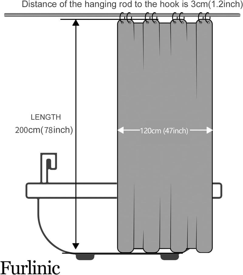 Furlinic Textil Zuhanyfüggöny Fehér-Sötétkék 120x200cm Vízálló Penészálló