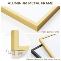 Ramă foto din aluminiu Furnbuty auriu 10x15 cm, ramă foto 9x13 cm cu passe-partout sau 10x15 cm fără, ramă pentru birou și perete pentru fotografii și printuri artistice 5