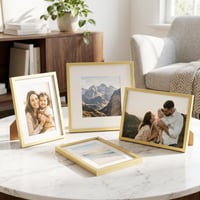 Ramă foto din aluminiu Furnbuty auriu 10x15 cm, ramă foto 9x13 cm cu passe-partout sau 10x15 cm fără, ramă pentru birou și perete pentru fotografii și printuri artistice 6