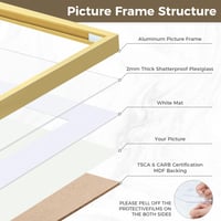 Ramă foto din aluminiu Furnbuty auriu 10x15 cm, ramă foto 9x13 cm cu passe-partout sau 10x15 cm fără, ramă pentru birou și perete pentru fotografii și printuri artistice 3