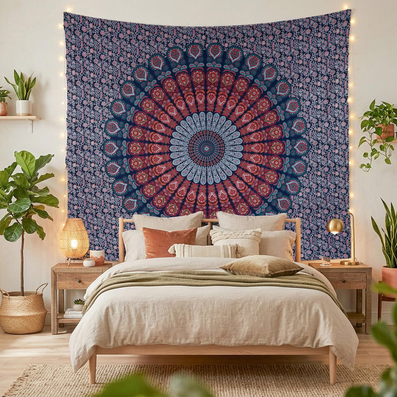 FURNISHFUL FINESSE Zidni tepih, zlatno-plavi, 213 x 228 cm – Dekorativni zidni tapiser za dnevni boravak i spavaću sobu