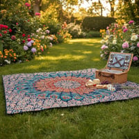 FURNISHFUL FINESSE Zidni tepih, zlatno-plavi, 213 x 228 cm – Dekorativni zidni tapiser za dnevni boravak i spavaću sobu 3
