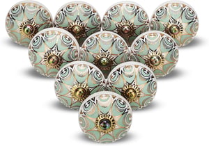 FURNISHFUL FINESSE Set keramičkih ručkica 4kom zeleno-zlatna boho kuhinjski ormarić