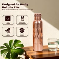 FURNISHFUL FINESSE Medená fľaša na vodu 950 ml, čistá prírodná medená fľaša na cestovanie, do fitka, na turistiku, jogu, meditáciu, ajurvédu 7