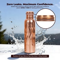 FURNISHFUL FINESSE Medená fľaša na vodu 950 ml, čistá prírodná medená fľaša na cestovanie, do fitka, na turistiku, jogu, meditáciu, ajurvédu 5