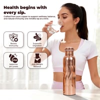 FURNISHFUL FINESSE Medená fľaša na vodu 950 ml, čistá prírodná medená fľaša na cestovanie, do fitka, na turistiku, jogu, meditáciu, ajurvédu 6
