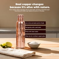 FURNISHFUL FINESSE Medená fľaša na vodu 950 ml, čistá prírodná medená fľaša na cestovanie, do fitka, na turistiku, jogu, meditáciu, ajurvédu 8