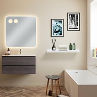 Raft de perete suspendat FURNITABLE, lemn, 23,5 x 80 x 4 cm, maro vintage, pentru rame foto, raft de cărți, sufragerie, bucătărie, decor birou 4