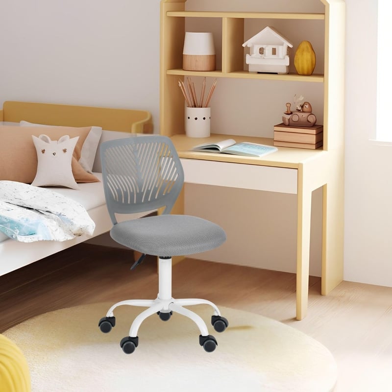 Detská stolička k písaciemu stolu FurnitureR, výškovo nastaviteľná, s ergonomickým operadlom a opierkami na ruky, 5-koliesková stolička pre deti vo veku 3 – 10 rokov, nosnosť max. 100 kg