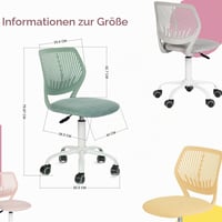 Detská stolička k písaciemu stolu FurnitureR, výškovo nastaviteľná, s ergonomickým operadlom a opierkami na ruky, 5-koliesková stolička pre deti vo veku 3 – 10 rokov, nosnosť max. 100 kg 2