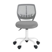 Scaun de birou pentru copii FurnitureR, modern, colorat, pivotant, reglabil pe înălțime, fără cotiere, pentru camera de studiu sau biroul de acasă, gri, 38,5x40x75-87 cm 1