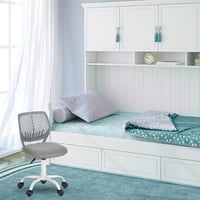 Scaun de birou pentru copii FurnitureR, modern, colorat, pivotant, reglabil pe înălțime, fără cotiere, pentru camera de studiu sau biroul de acasă, gri, 38,5x40x75-87 cm 2