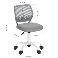 Scaun de birou pentru copii FurnitureR, modern, colorat, pivotant, reglabil pe înălțime, fără cotiere, pentru camera de studiu sau biroul de acasă, gri, 38,5x40x75-87 cm 3