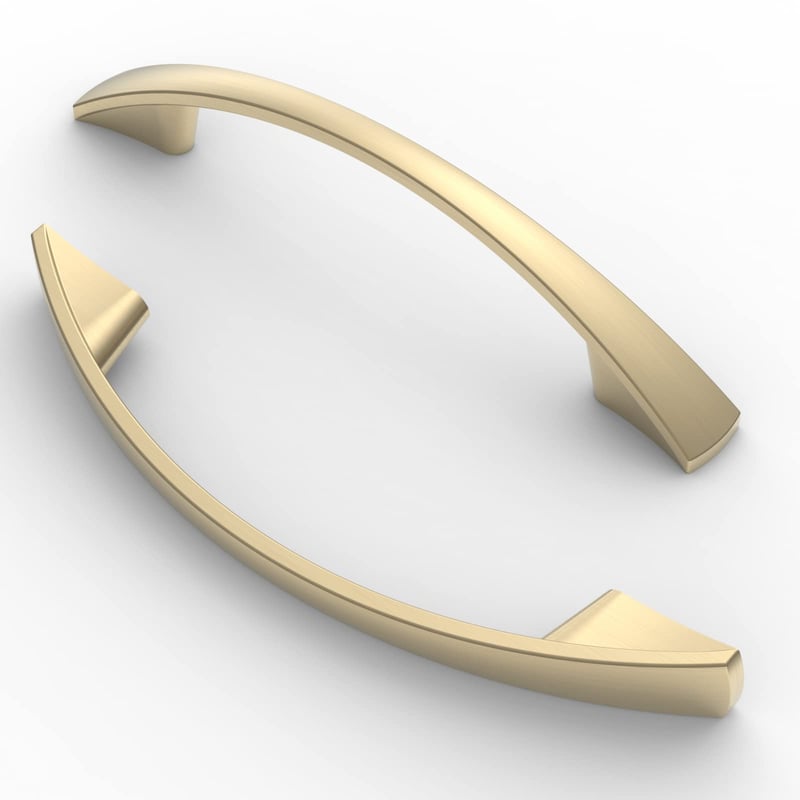 FURNIWARE 10 ks nábytkových úchytiek, rozstup otvorov 96 mm, úchytka na skrinky a zásuvky do kuchyne, brúsená mosadz, 13,5 x 1,4 cm