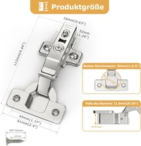 Furniware 10 db Sarokzáró Soft Close Szekrénycsuklop, 110°, Csendes Hidraulikus, Rejtett Konyhai Ajtócsuklop 7