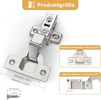 Furniware set 10 balamale pentru dulap cu închidere silențioasă, 110°, tip european ascuns, pentru dulap de bucătărie 5