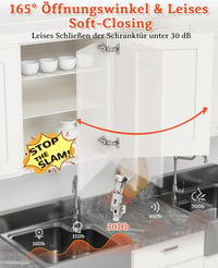 FURNIWARE 2 db 165 fokos lágy csillapítós süllyesztett pánt 52 mm furattávolsággal, 35 mm csésze bútorajtóhoz 3
