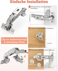 FURNIWARE 2 db 165 fokos lágy csillapítós süllyesztett pánt 52 mm furattávolsággal, 35 mm csésze bútorajtóhoz 7
