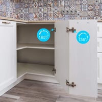 FURNIWARE 2 db 35 mm-es sarokcsukló 135 fokos kihajtható ajtóhoz, görbe csésze pánt sarokmegállítóval konyhaszekrényhez 6