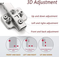 FURNIWARE 2 db hidraulikus rugós konyhaszekrény ajtópánt puha záródással 3D állítás magasság mélység bal-jobb ezüst 3