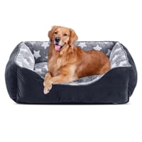 FURTIME krevet za pse s povišenim rubovima, periv - crni/sa zvjezdicama - XL (89x63x23 cm) 1
