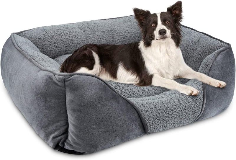 FURTIME Kutyaágy Közepes Kutyáknak, Mosható Puha Kutya Kosár 63x53cm - 63 x 53 x 20 cm, gray