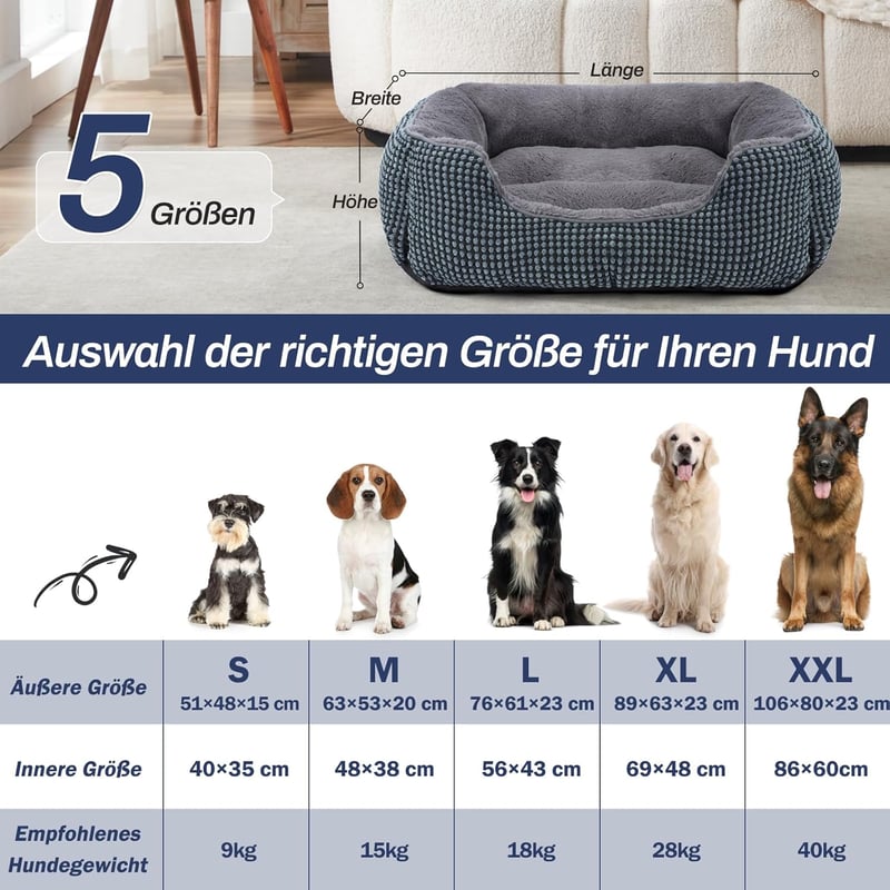FURTIME Kutyaágy Közepes és Nagy Kutyáknak Mosható Puha Csúszásmentes Kutyakosár Macskáknak 76x61x23cm Sötétkék