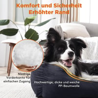 FURTIME Kutyaágy L méret, mosható kutyakosár, nem csúszó talp, puha matraccal, fekete/csillagos 3