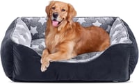 FURTIME Kutyaágy XL 89x63cm Mosható Fekete Csillagos Emelt Szélű Puha Kutyamatrac 1