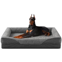 FURTIME Ortopéd Kutyaágy Nagy Kutyáknak, Memory Foam Kutyakosár XXL, Levehető és Mosható, Csúszásmentes, Magas Peremű Kutyakanapé, 122 x 89 x 19 cm 1