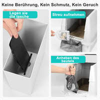 FURTIME Rozsdamentes Acél Macska WC XXL Fedeles Zárt Macskatoalett Lapáttal és Szemetes Kosárral Nagy Macskáknak 4