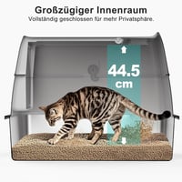 FURTIME Rozsdamentes Acél Macska WC XXL Fedeles Zárt Macskatoalett Lapáttal és Szemetes Kosárral Nagy Macskáknak 2