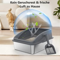 FURTIME rozsdamentes acél macskatoalett 18L lapáttal, magas falú szóróvédett 6