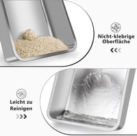 FURTIME Litieră XL din Oțel Inoxidabil 30L - Toaletă Mare pentru Pisici cu Lopățică și Covoraș cu Două Straturi, Antiscurgere, 58x37x28,5 cm 3