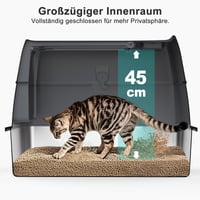 FURTIME XXL Nerezová toaleta pre mačky s krytom a lopatkou, uzavretá mačacia toaleta odolná proti zápachu, veľká a vhodná pre viac mačiek 6