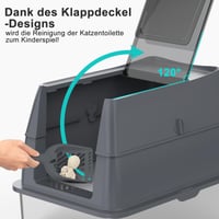 FURTIME XXL Nerezová toaleta pre mačky s krytom a lopatkou, uzavretá mačacia toaleta odolná proti zápachu, veľká a vhodná pre viac mačiek 8