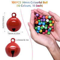 Súprava 100 ks 14 mm mini zvončekov na tvorenie, 10 farieb, kovové vianočné rolničky na DIY šperky, dekorácie a obojky pre domáce zvieratá 2
