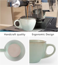 Futelang Cappuccino Csészék 237ml 4db-os Készlet - Vastag Falú Kerámia Kávéscsészék Csészealjjal és Tartóval, Tengerzöld 3