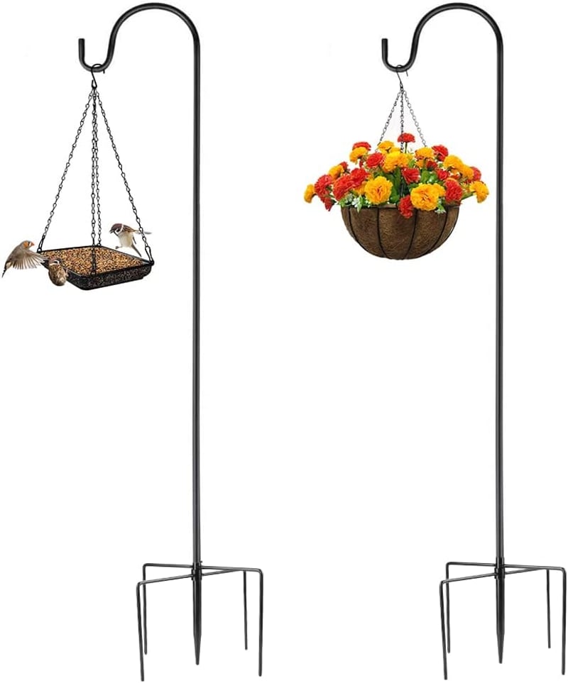 Fuuner Kerti Akasztó Kampó 2db, 120cm Fém Rúd, Kültéri Állvány Lámpáshoz, Növényekhez, Madáretetőhöz, Virágkosárhoz, Esküvői Dekorációhoz