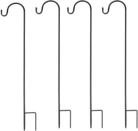 Fuuner Pásztorbot Akasztó Szett, 4 db 90 cm-es Kerti Tartórúd Fekete, Kültéri Fém Állvány Lámpásokhoz, Virágtartókhoz, Napelemes Lámpákhoz,  1