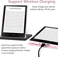 FUWANG Kindle Paperwhite 11. generáció 6.8" bőrtok fekete/rózsaszín auto sleep wake 4