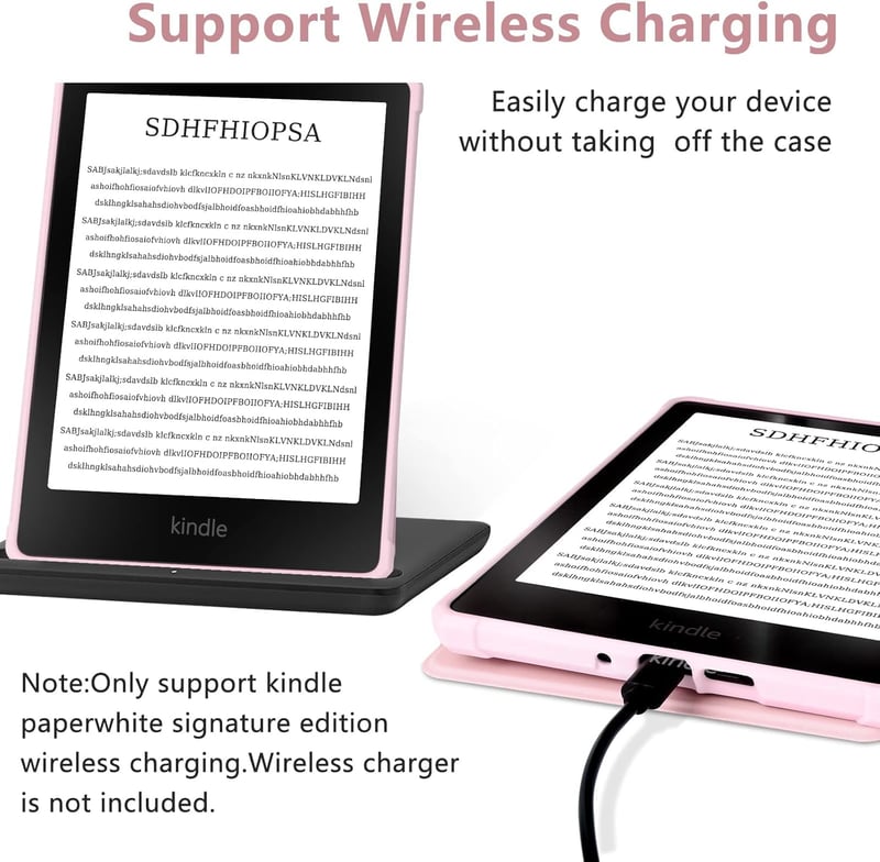 FUWANG Kindle Paperwhite 11. generáció 6.8" bőrtok fekete/rózsaszín auto sleep wake