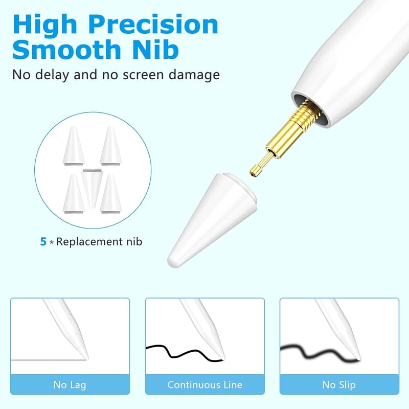 FUWANG Stylus Pen Apple iPad 2018-2023 tenyérelutasítás mágneses rögzítés fehér