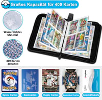 Fuxgaozh Pokémon kártya album 400 zsebből, 50 oldalas gyűjtőmappa vízálló PU 4