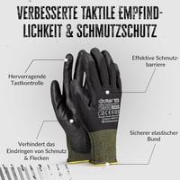 FUZZIO 12 Pár PU Bevonatú Munkakesztyű Kesztyűcsipesszel - M (12er Pack), Ogrifox work gloves + Fuzzio clips 4