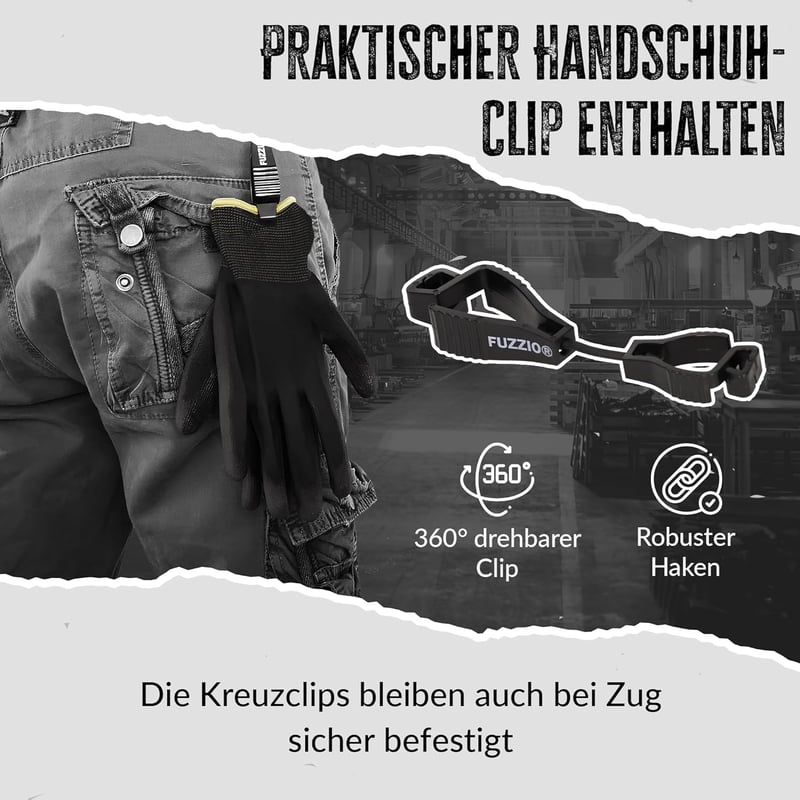 FUZZIO 12 Pár PU Bevonatú Munkakesztyű Kesztyűcsipesszel - M (12er Pack), Ogrifox work gloves + Fuzzio clips