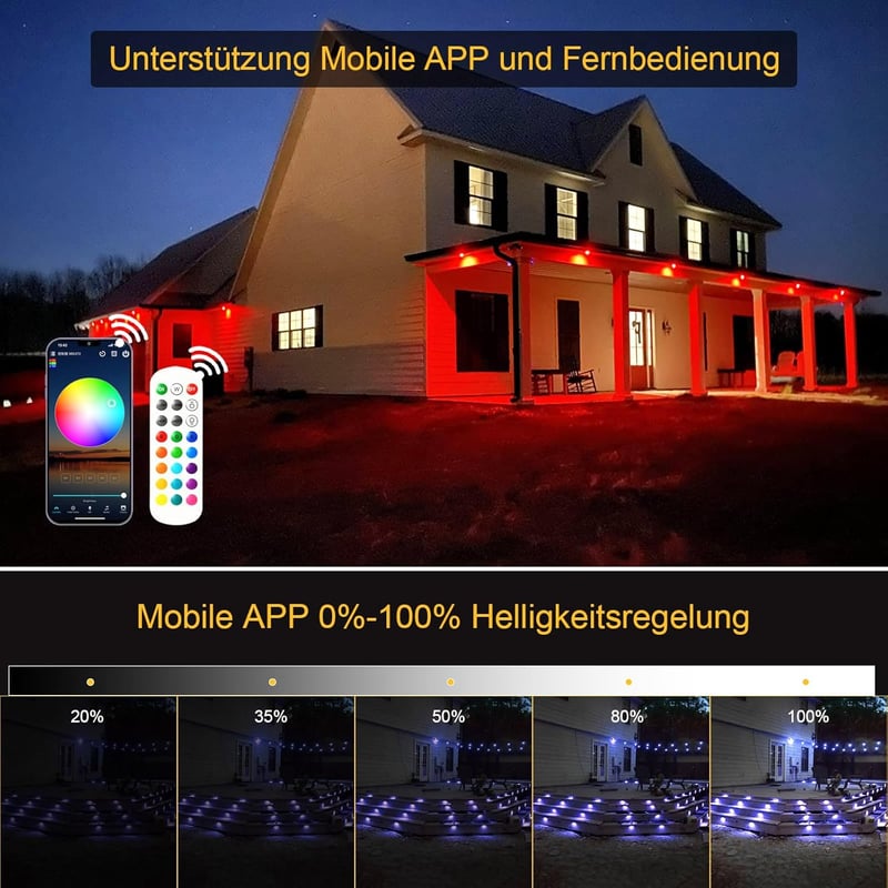 FVTLED 20 db WiFi RGB süllyesztett padlóspotlámpa Alexa kompatibilis 12V DC, 30 mm átmérő, 0.6 W LED