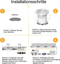 FVTLED 20 db WiFi RGB süllyesztett padlóspotlámpa Alexa kompatibilis 12V DC, 30 mm átmérő, 0.6 W LED 9